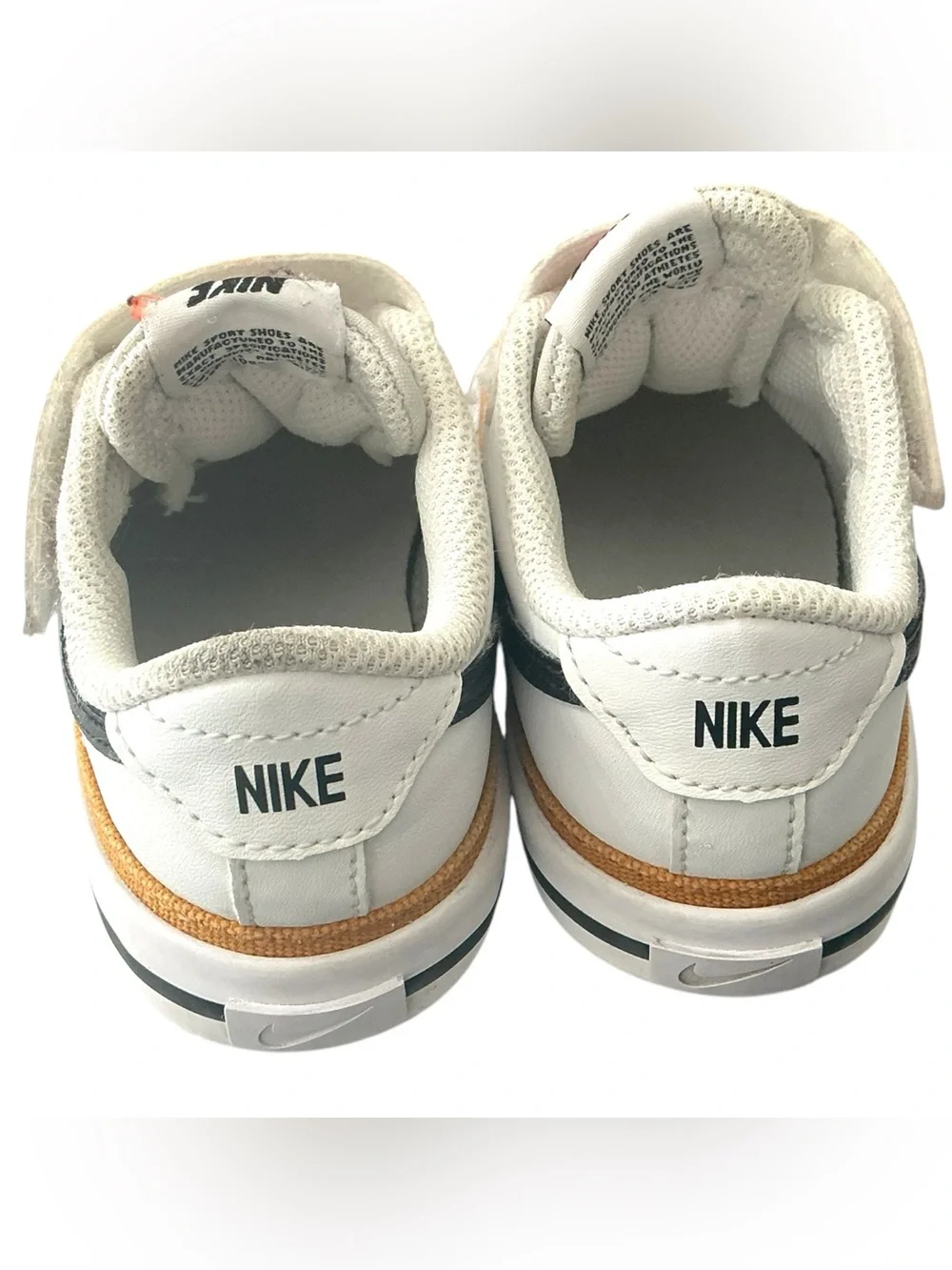 Nike Court Legacy DA5382-102 Toddler Boys 9C White Black Hook Loop Sneakers EUC - Picture 4 of 6